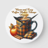 Coffee Makes Things Happen ラウンド壁時計 (正面)