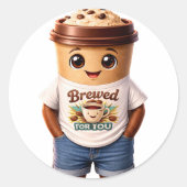 Coffee Man – Fun Design for True Caffeine Kings ラウンドシール (正面)