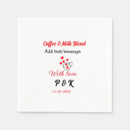 Coffee & milk blend love couple coffee red heart n スタンダードカクテルナプキン