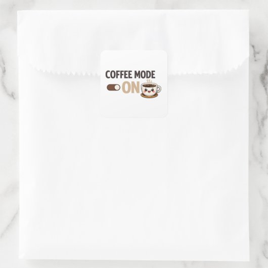Coffee Mode On ミニマルタイポグラフィ スクエアシール (バッグ)