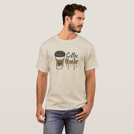 Coffee Monster Men's T-Shirt – Caffeine Addict Tee Tシャツ (正面フル)