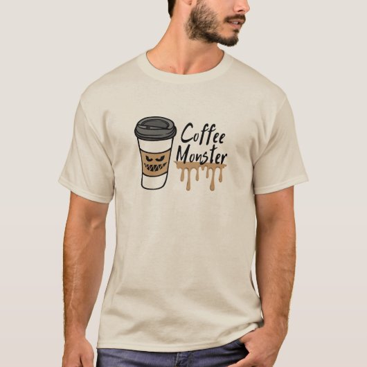 Coffee Monster Men's T-Shirt – Caffeine Addict Tee Tシャツ (正面)