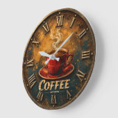 Coffee Motivation ラージ壁時計 (傾斜)