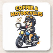 Coffee & Motorcycles Dog Biker Artwork コースター (正面)