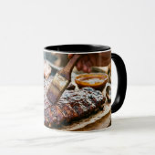 Coffee Mug BBQ Ribs Barbecue Grilling Delicious マグカップ (正面右)