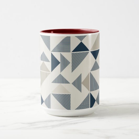 Coffee Mug – Blue & Beige Triangle Design マグカップ (中央)