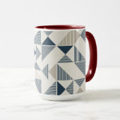 Coffee Mug – Blue & Beige Triangle Design  マグカップ (正面右)