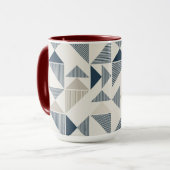 Coffee Mug – Blue & Beige Triangle Design  マグカップ (正面左)