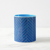 Coffee Mug Blue Herringbone Pattern Geometric マグカップ (中央)