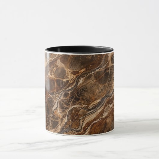 Coffee Mug Brown Marble Texture Stone Pattern マグカップ (中央)