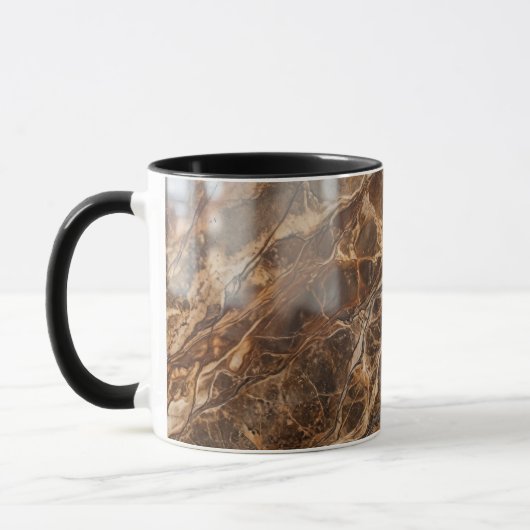 Coffee Mug Brown Marble Texture Stone Pattern マグカップ (左)