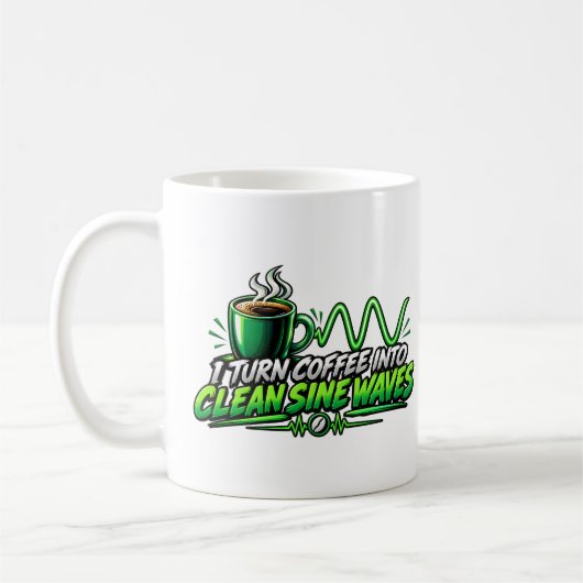 Coffee Mug Funny Engineer Gift Clean Sine Waves EE コーヒーマグカップ (左)