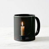 Coffee Mug Lit Candle Warm Glow Peaceful Atmospher マグカップ (正面右)