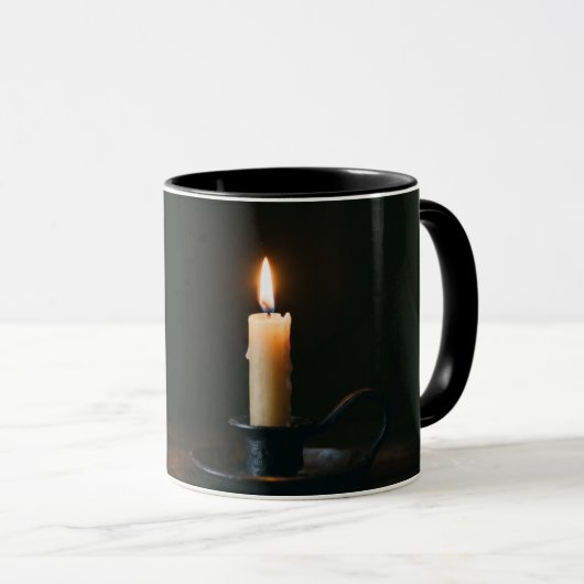 Coffee Mug Lit Candle Warm Glow Peaceful Atmospher マグカップ (正面右)