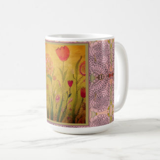 Coffee Mug - Mixed Media Flowers コーヒーマグカップ