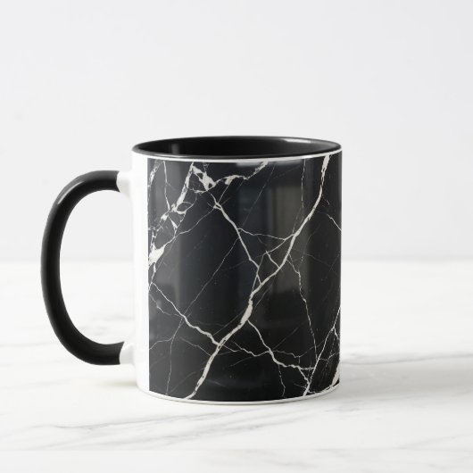 Coffee Mug Modern Black Marble Vein Pattern マグカップ (左)