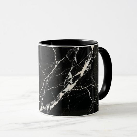 Coffee Mug Modern Black Marble Vein Pattern マグカップ (正面右)