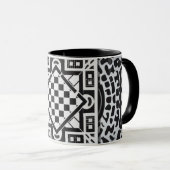 coffee mug,motifs géométriques en noir et blanc マグカップ (正面右)