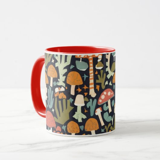 coffee mug mushrooms マグカップ (正面左)