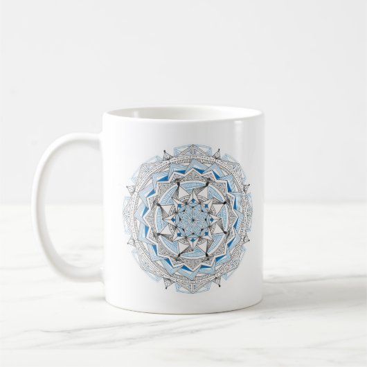 Coffee Mug Original Mandala Design 2-sided Blue コーヒーマグカップ (左)
