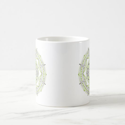Coffee Mug Original Mandala Design 2-sided Green コーヒーマグカップ (中央)