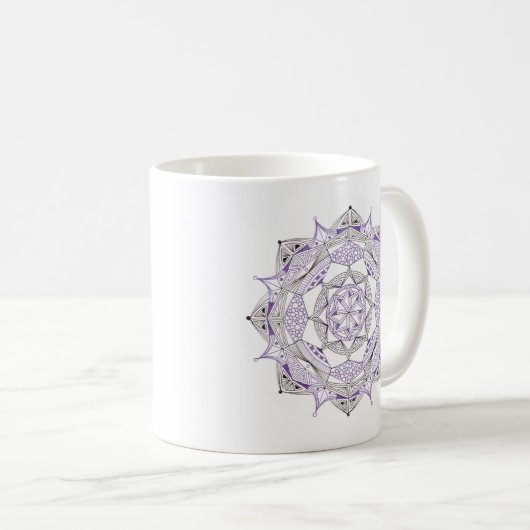 Coffee Mug Original Mandala Design 2-sided Purple コーヒーマグカップ (正面右)