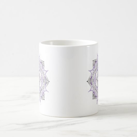Coffee Mug Original Mandala Design 2-sided Purple コーヒーマグカップ (中央)