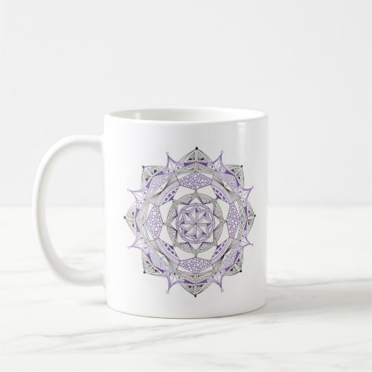 Coffee Mug Original Mandala Design 2-sided Purple コーヒーマグカップ (左)