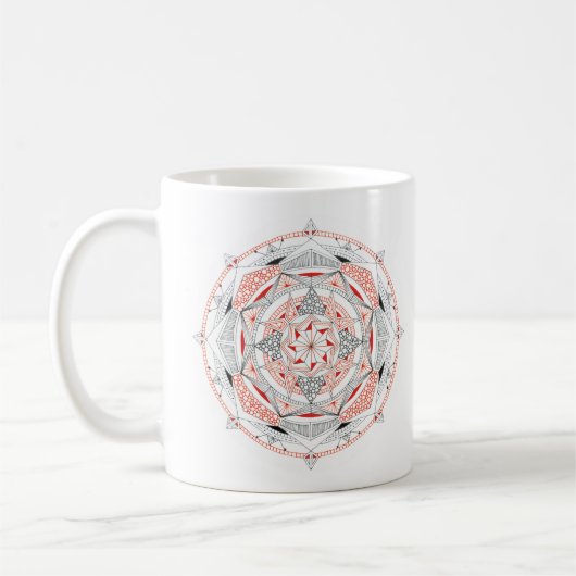 Coffee Mug Original Mandala Design 2-sided Red コーヒーマグカップ (左)