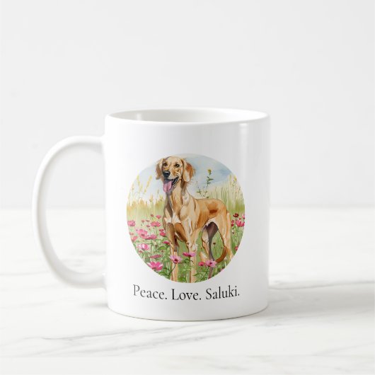 Coffee Mug – Peace Love Saluki Dog Lover Mug コーヒーマグカップ (左)