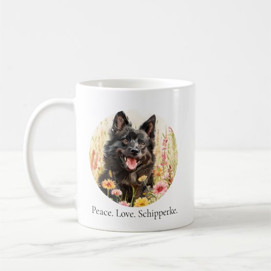 Coffee Mug – Peace Love Schipperke Dog Mug コーヒーマグカップ (左)