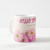 Coffee Mug Pink Daisies Hello Spring コーヒーマグカップ (正面左)