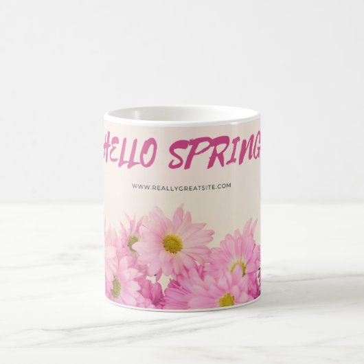 Coffee Mug Pink Daisies Hello Spring コーヒーマグカップ (中央)