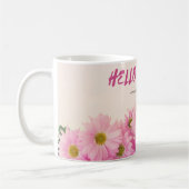 Coffee Mug Pink Daisies Hello Spring コーヒーマグカップ (左)