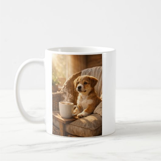  Coffee Mug  Sunny Morning Cozy Puppy  コーヒーマグカップ (左)