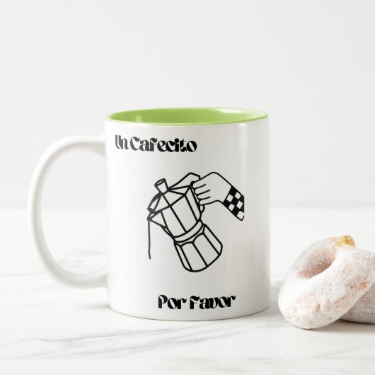 Coffee Mug, "Un Cafecito Por Favor", cute design ツートーンマグカップ (ドーナツ)