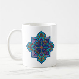 Coffee mug, vibrant purple and blue mandala コーヒーマグカップ