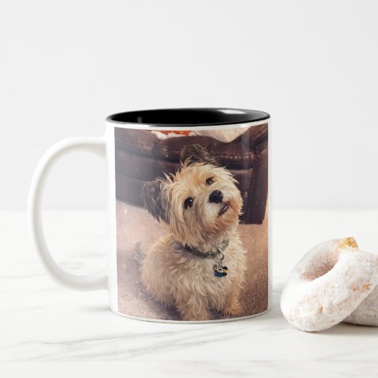 Coffee Mug –Waiting Puppy  Design ツートーンマグカップ (ドーナツ)