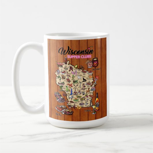Coffee Mug - Wisconsin Supper Club Map コーヒーマグカップ (左)