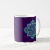 Coffee mug with blue mandala, purple background コーヒーマグカップ (正面右)
