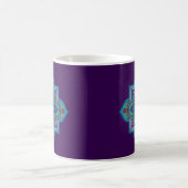 Coffee mug with blue mandala, purple background コーヒーマグカップ (中央)