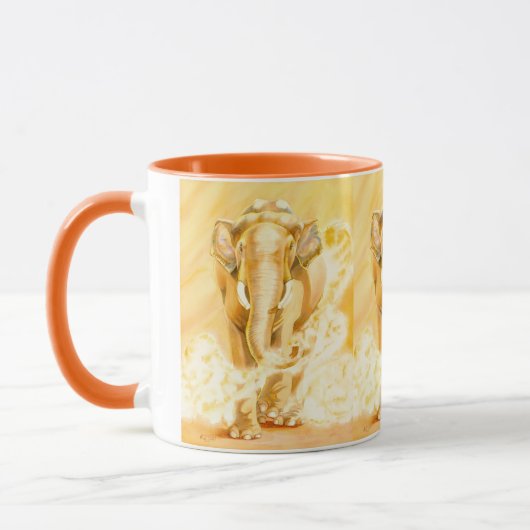 Coffee Mug with elephants, zoo animals マグカップ (左)
