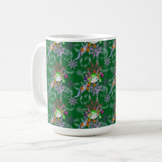coffee mug with festive axolotl コーヒーマグカップ (正面左)