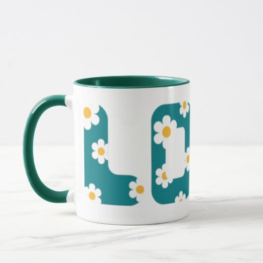 coffee mug with love phrase covered with flowers マグカップ (左)