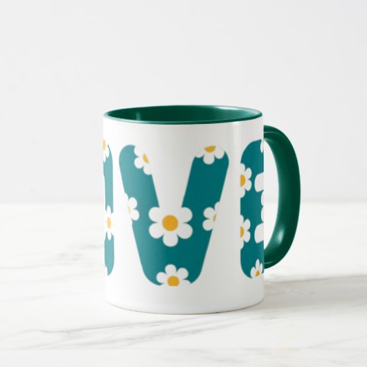 coffee mug with love phrase covered with flowers マグカップ (正面右)