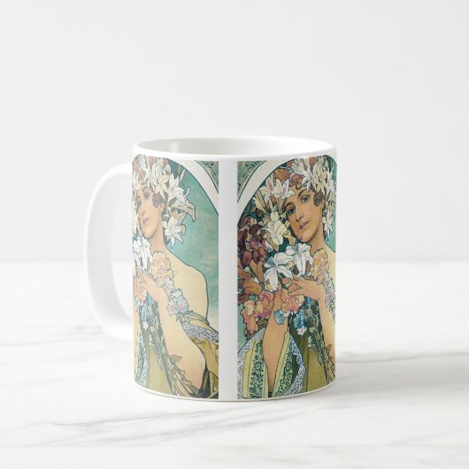 Coffee mug with Mucha design コーヒーマグカップ (正面左)