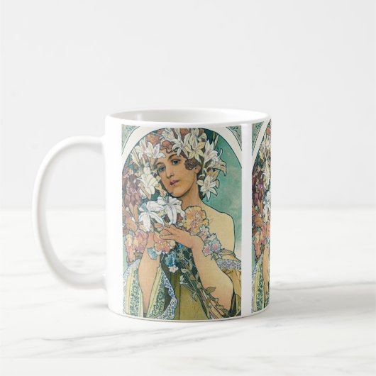 Coffee mug with Mucha design コーヒーマグカップ (左)