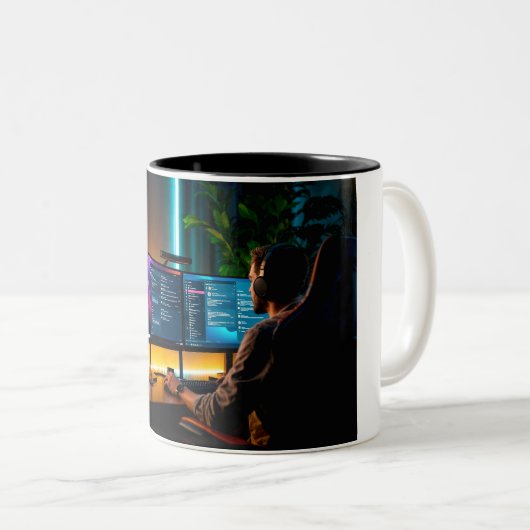 Coffee mugs for programmers. ツートーンマグカップ (正面右)