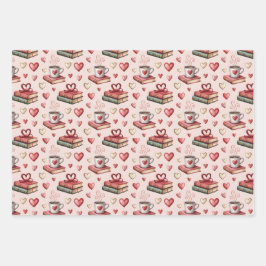 Coffee mugs with hearts ラッピングペーパーシート