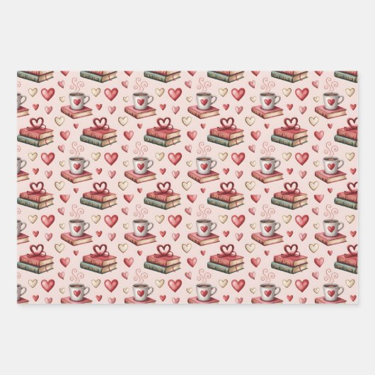 Coffee mugs with hearts ラッピングペーパーシート (正面)